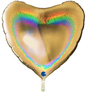 XXL Folienballon Figur - Herz Gold, Glimmer - 91cm